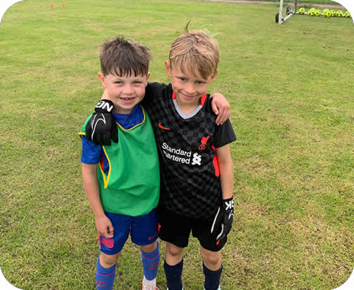 Children making friends whilst football training with Galactico, Matlock, Derbyshire